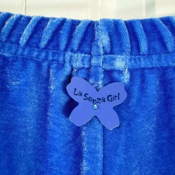 Y2K Groovy Blue Velvet Bell Bottoms - Picture 4 of 7